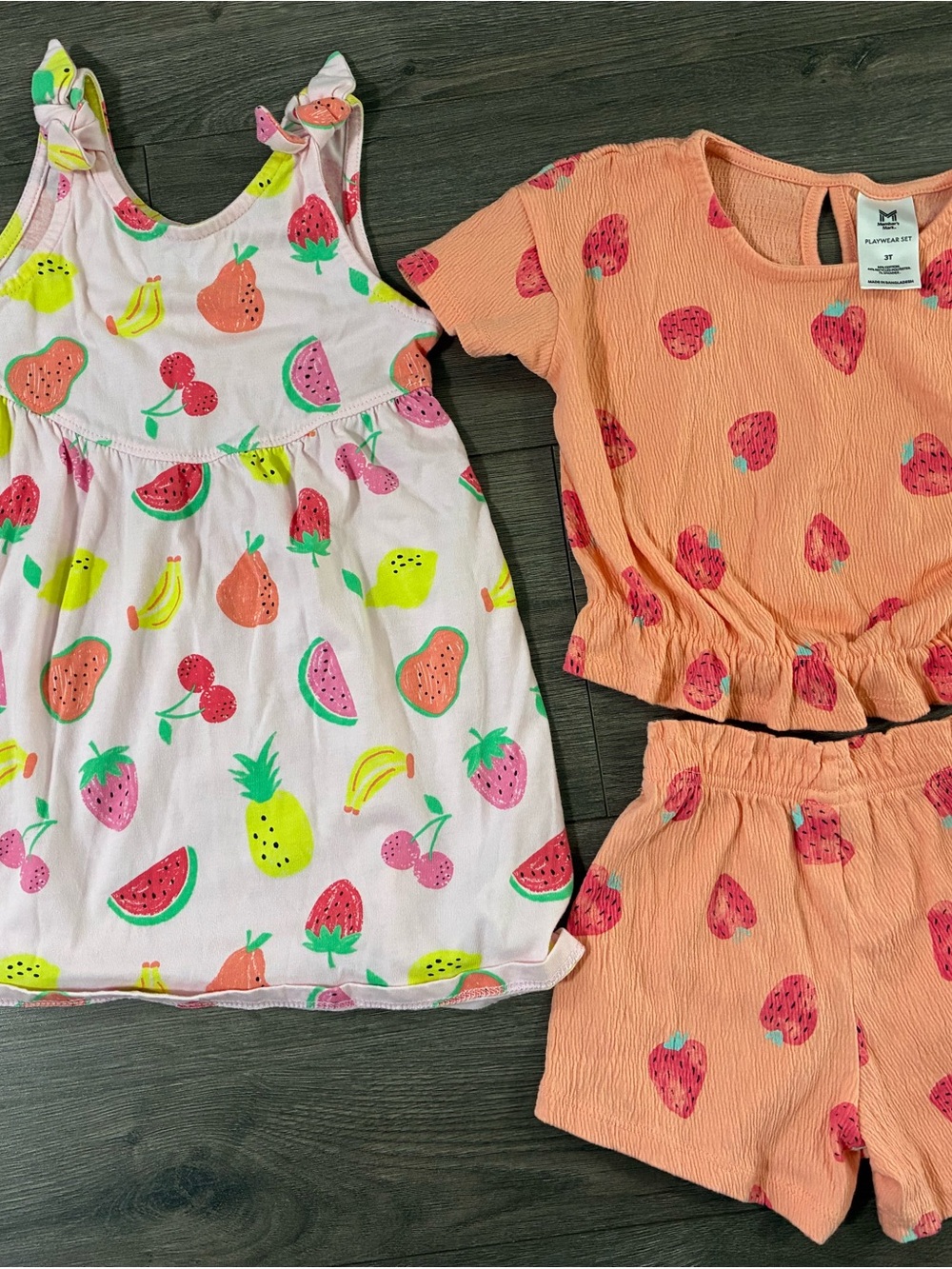 Garanimals Peach Strawberry Print Set & Fruit-Print dress